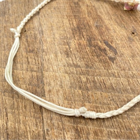 Beaded Plumeria Flower Braided Macrame Boho Beach Anklet - Picture 3 of 3